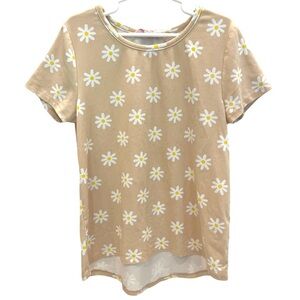 Bkind Girls Size 10/12 Daisy Print T-Shirt Tan Beige